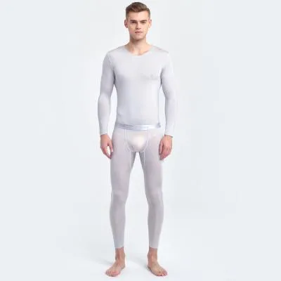 Men's Designer Ultra-Thin Ice Silk Seamless Long Johns Set