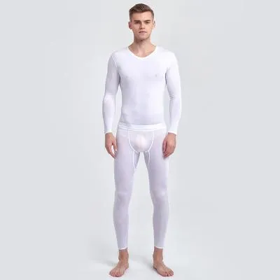 Men's Designer Ultra-Thin Ice Silk Seamless Long Johns Set