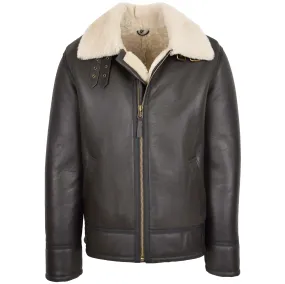 Mens Top Gun Style Sheepskin Jacket Oscar Brown White