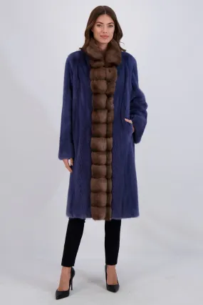 MINK SHORT COAT WITH SABLE COLLAR & TRIM