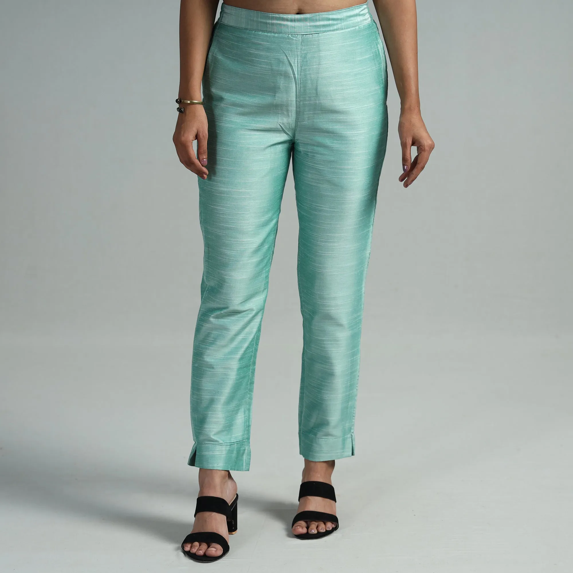 Mint Green - Silk Tapered Casual Pant for Women 04