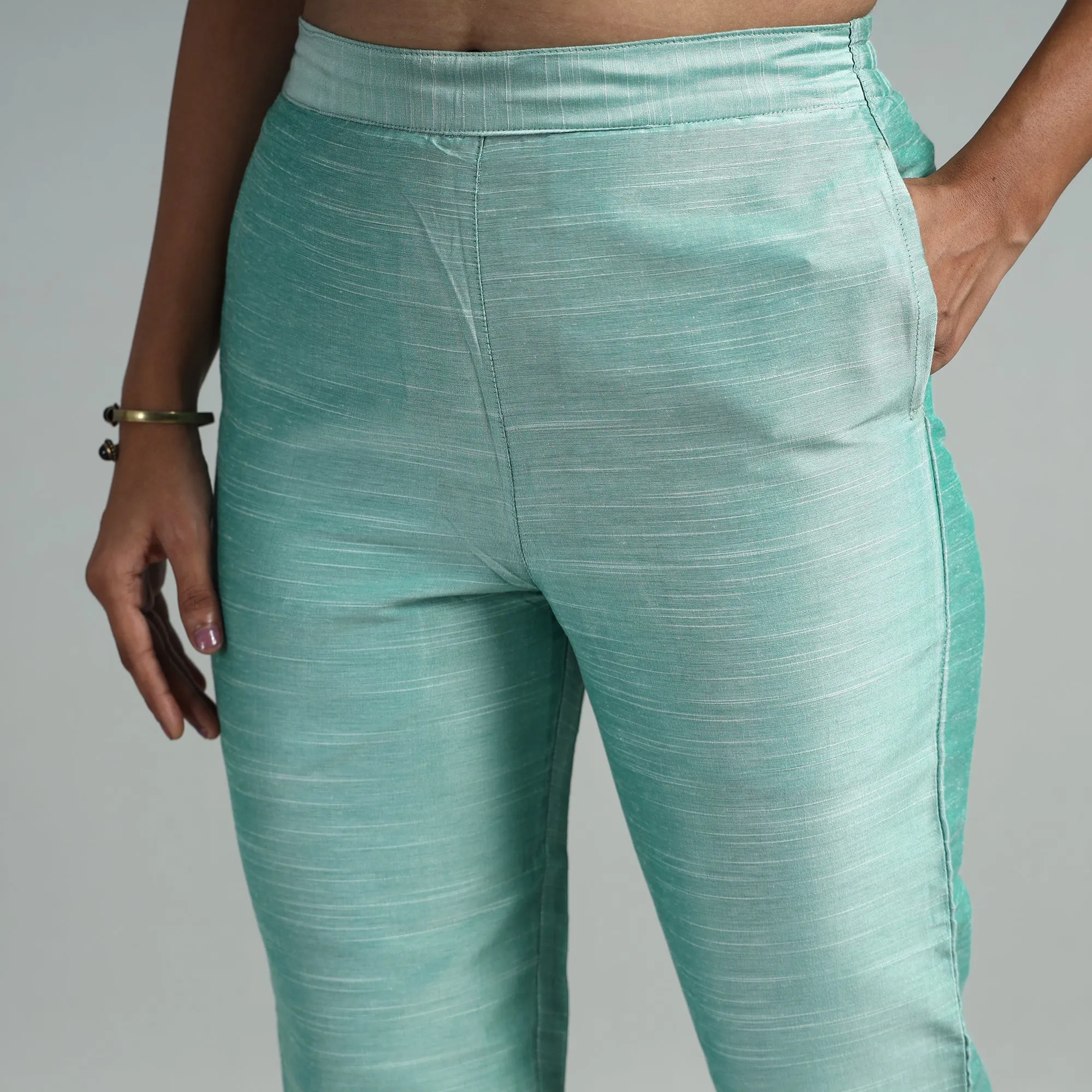 Mint Green - Silk Tapered Casual Pant for Women 04