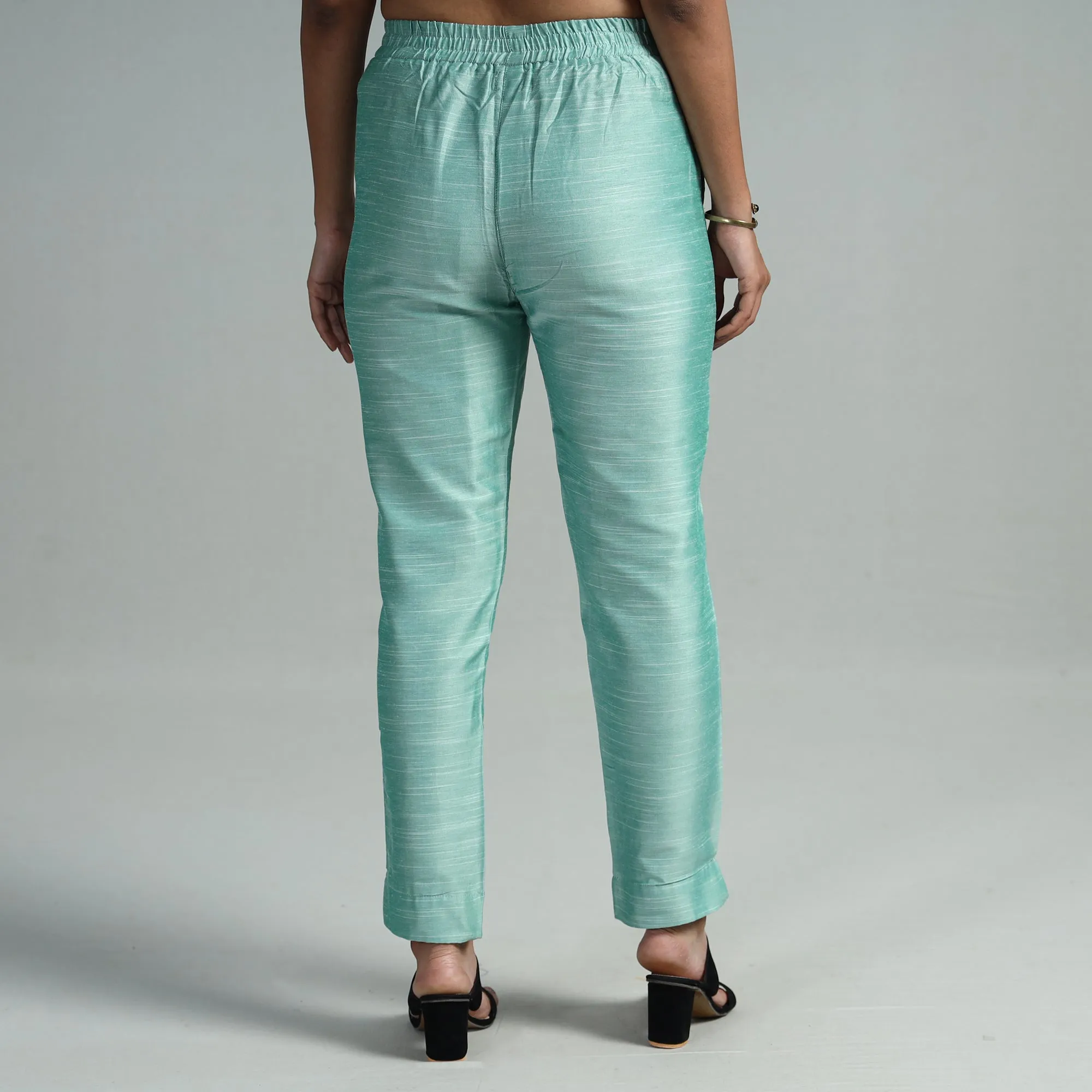 Mint Green - Silk Tapered Casual Pant for Women 04