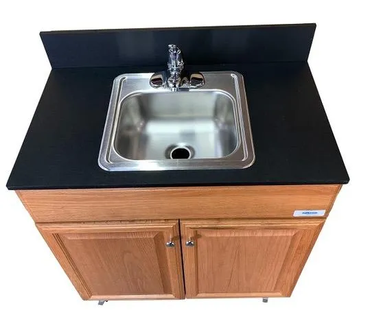 Monsam PSW-007M  Portable Sink w/ Wood Cabinets & Granite Top