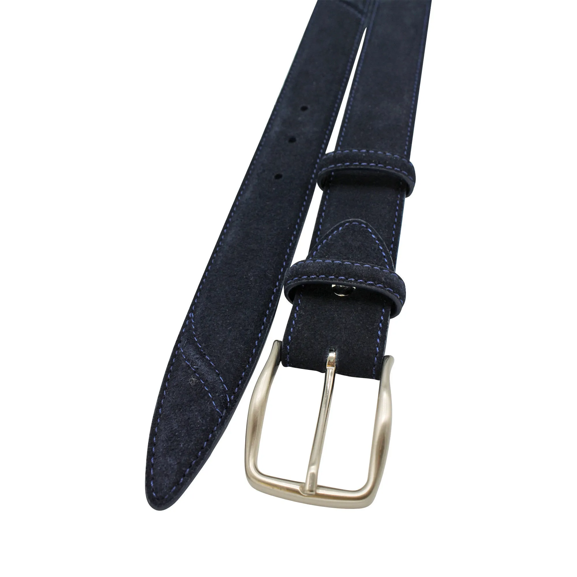 Navy Suede 'Hancock' Prong Belt