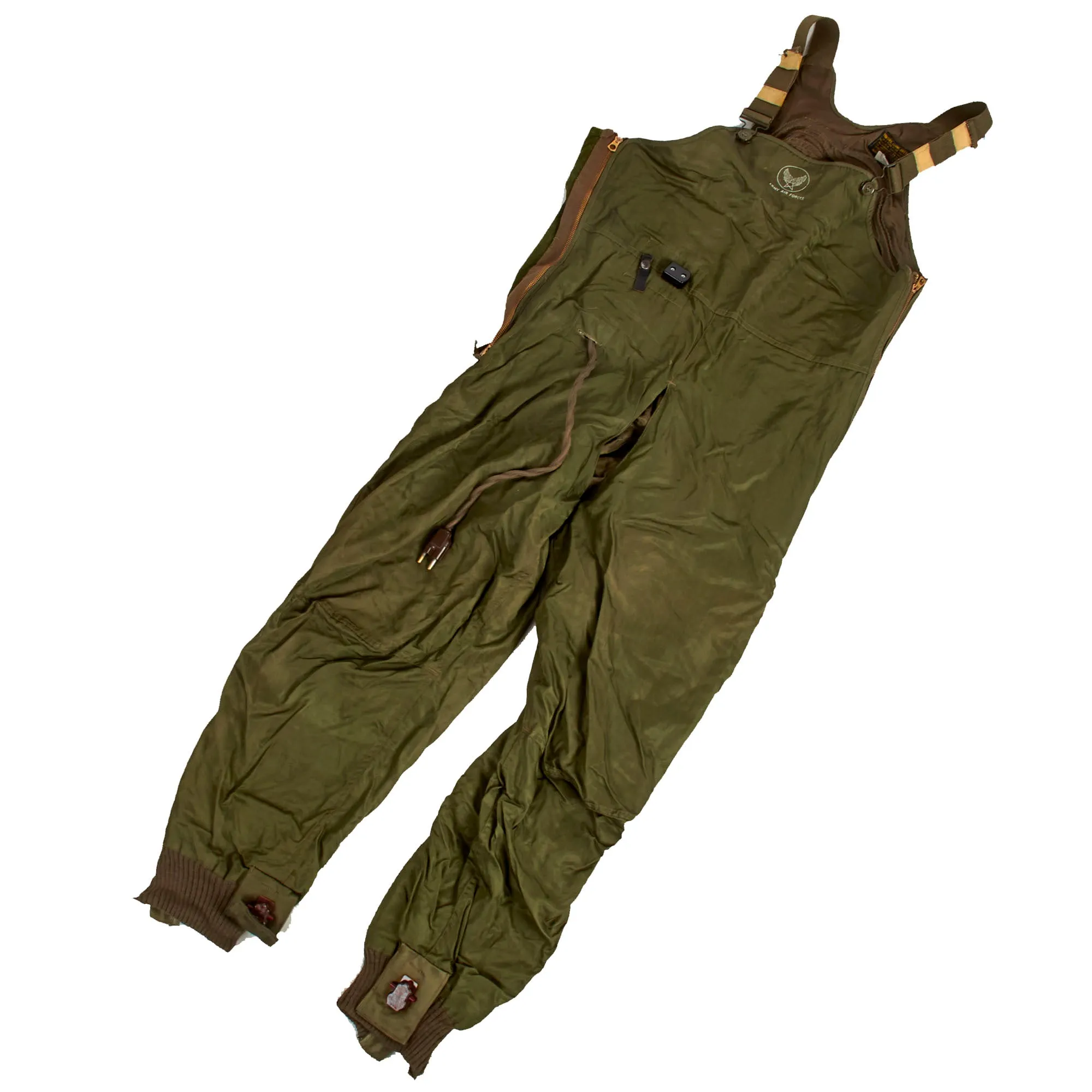 Original U.S. WWII to Immediate Post War Era Army Air Forces Type F-3 Heated Trousers, Type F-3 Heated Jacket and US Navy N-1 Type Winter Trousers - 11 Items Total