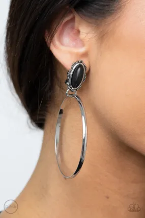 Paparazzi At Long LASSO Earrings Black (Clip Ons)