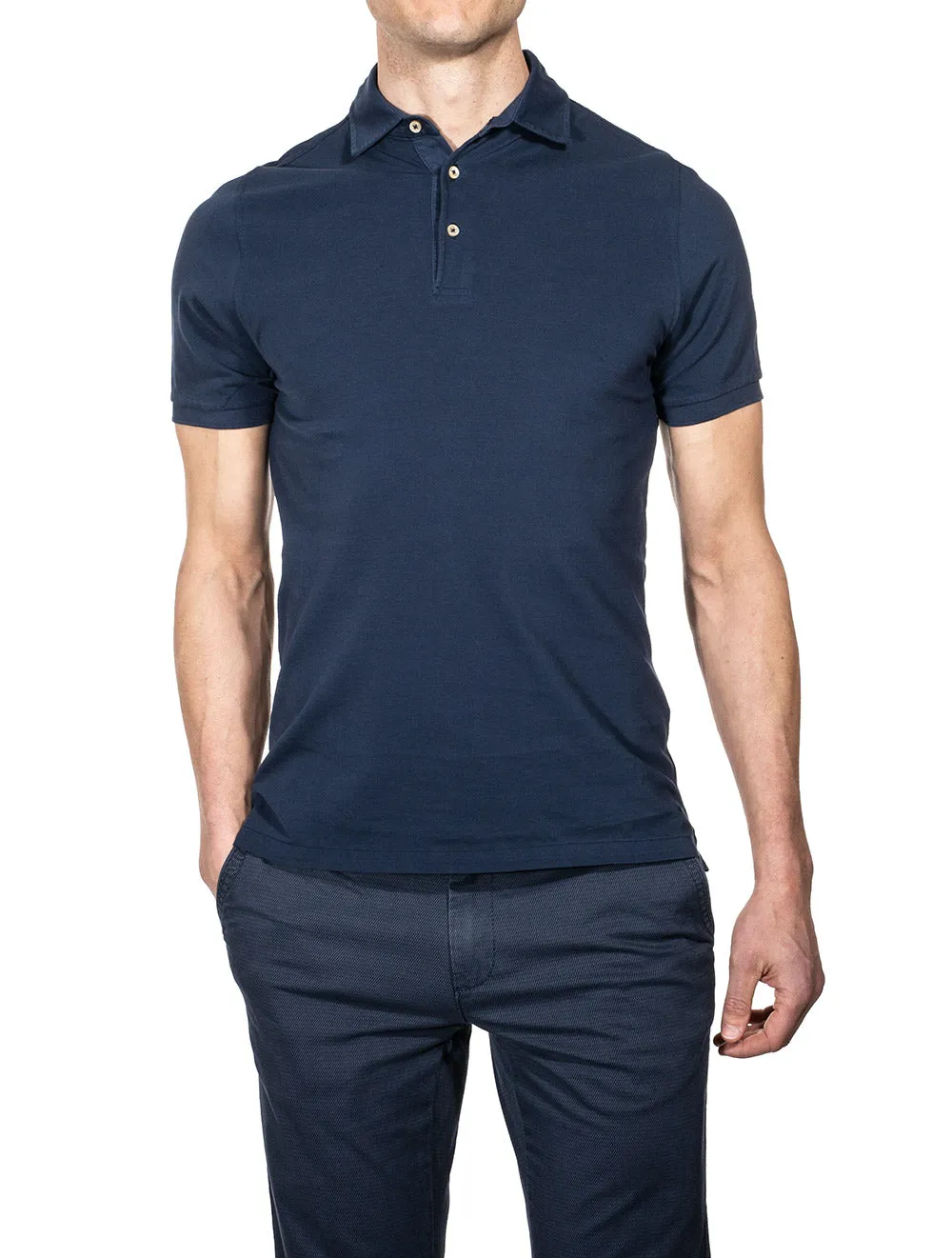 Pigment Dyed Polo Shirt-Navy