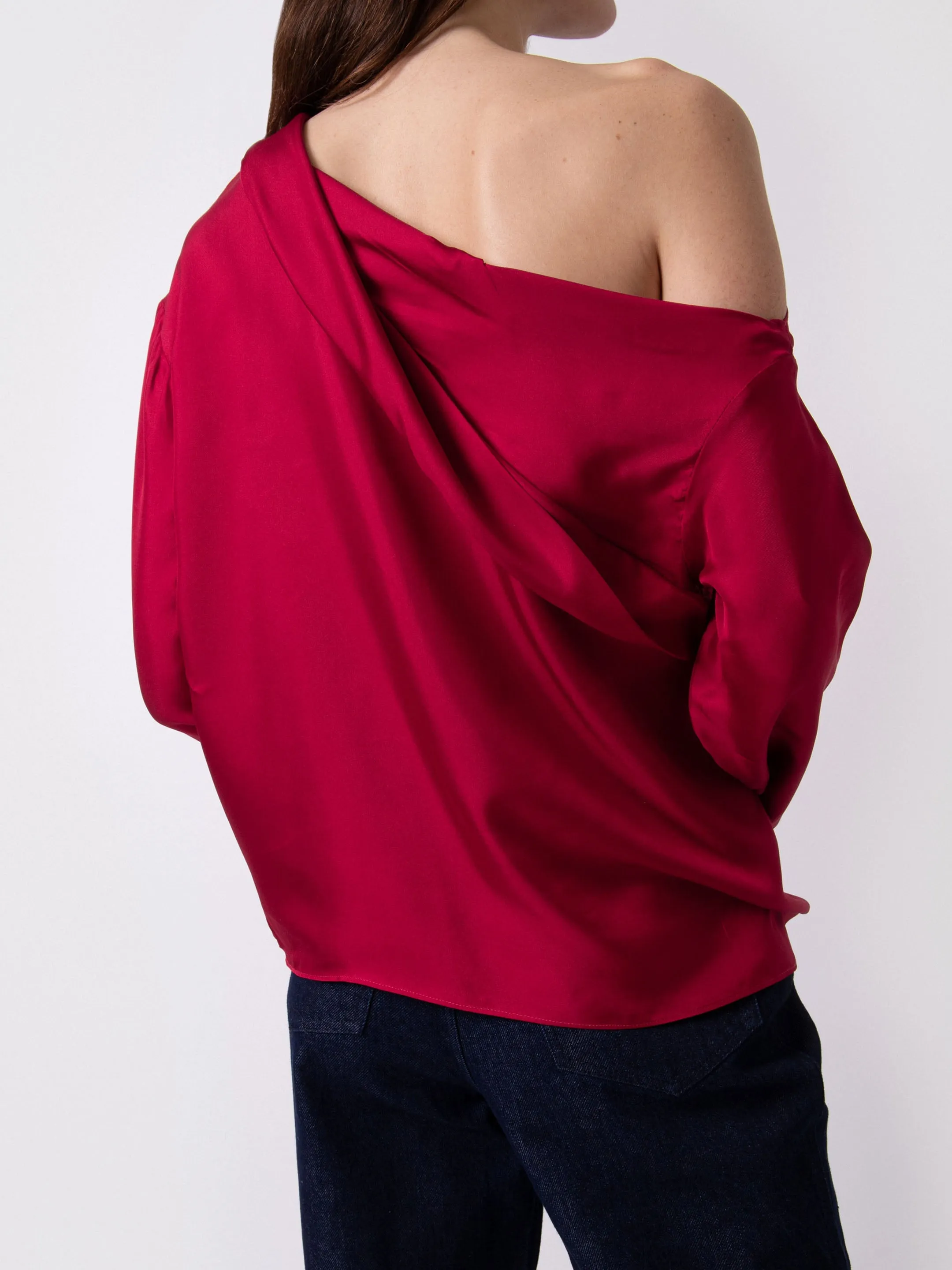 Pink Silk Asymmetric Top