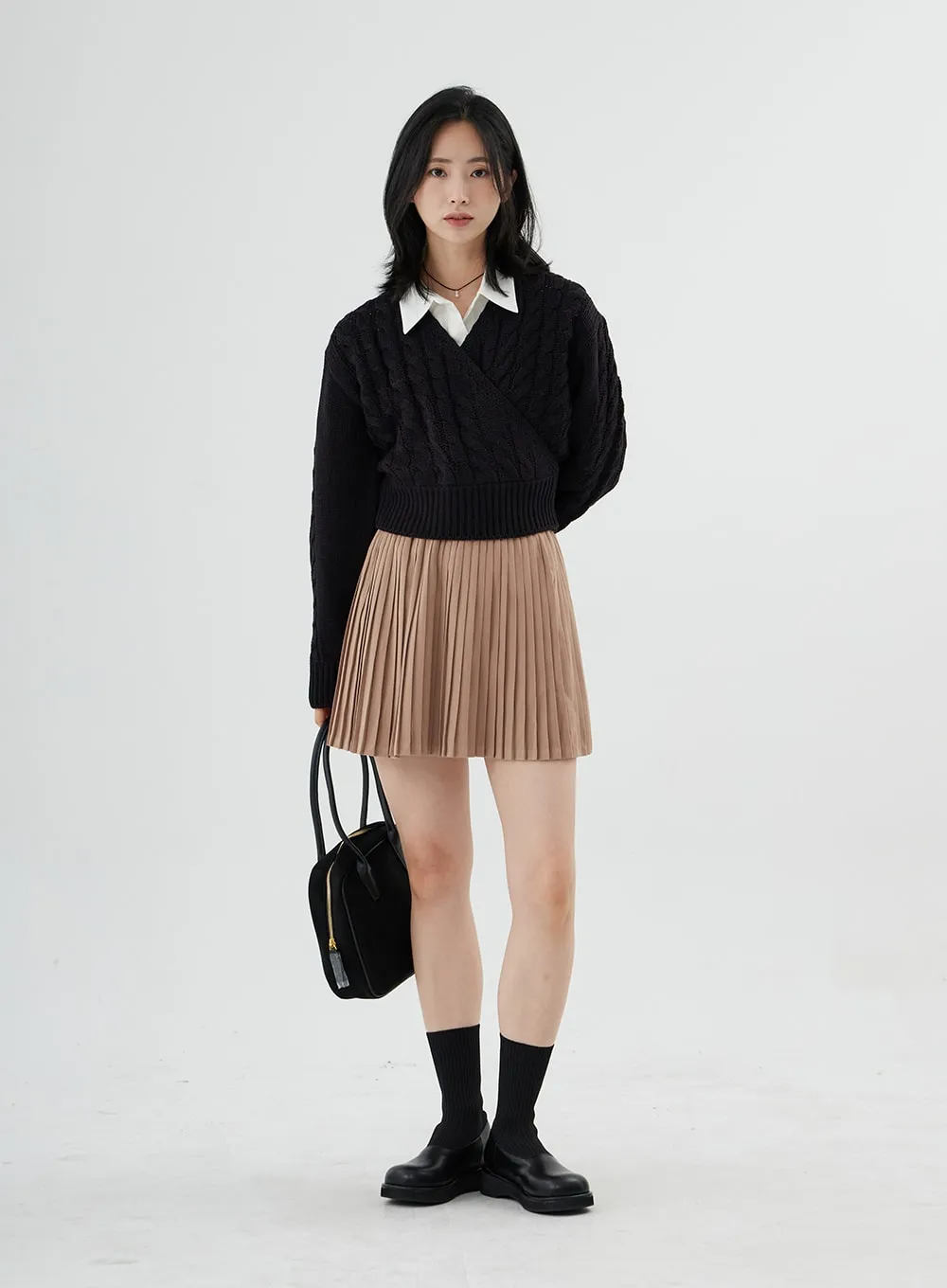 Pleated Bending Mini Skirt ON09