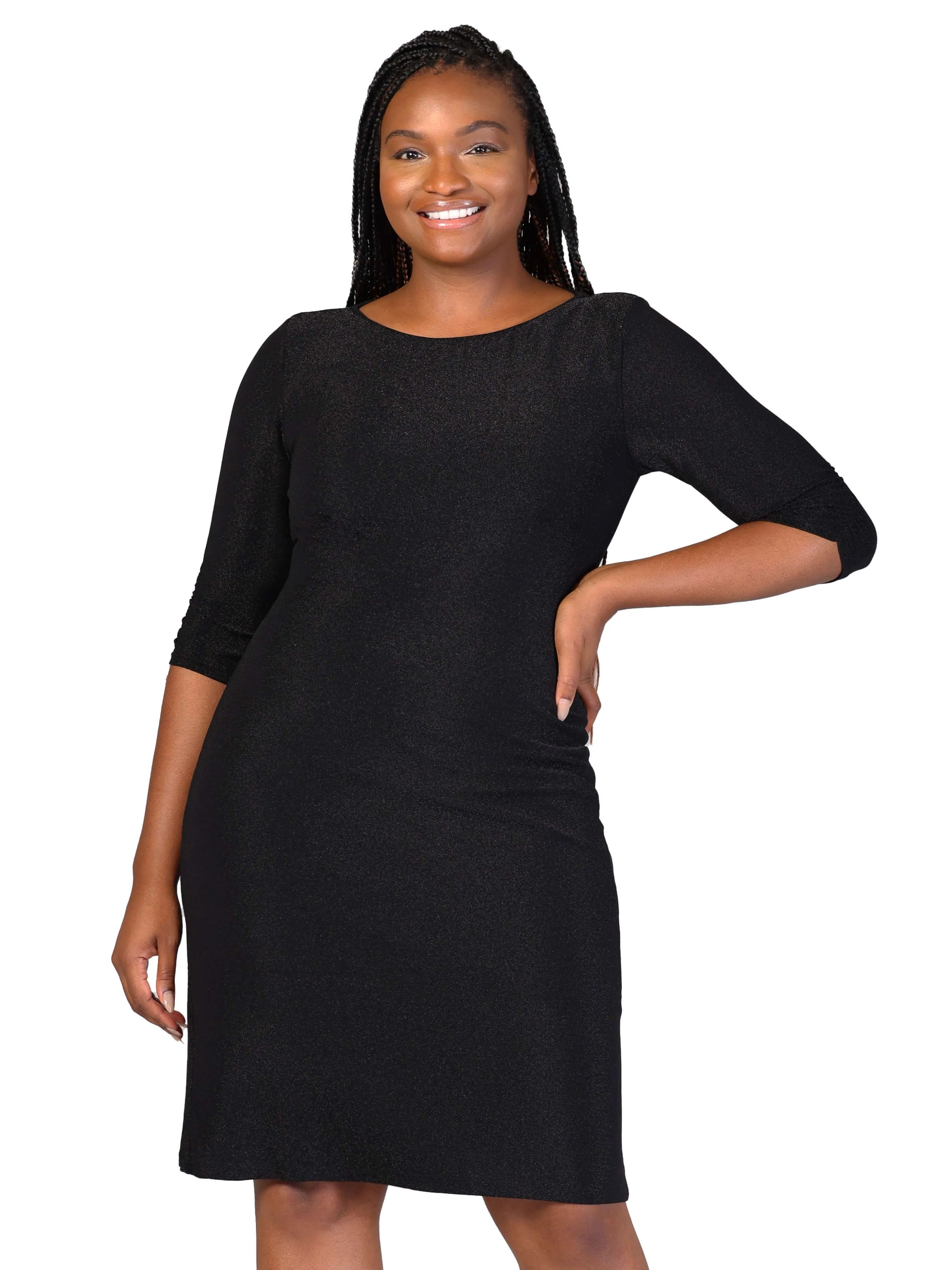 Plus Size Elbow Length Sleeve Shimmer Bodycon Mini Party Dress