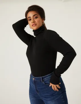 Plus Size Fitted Turtleneck Top