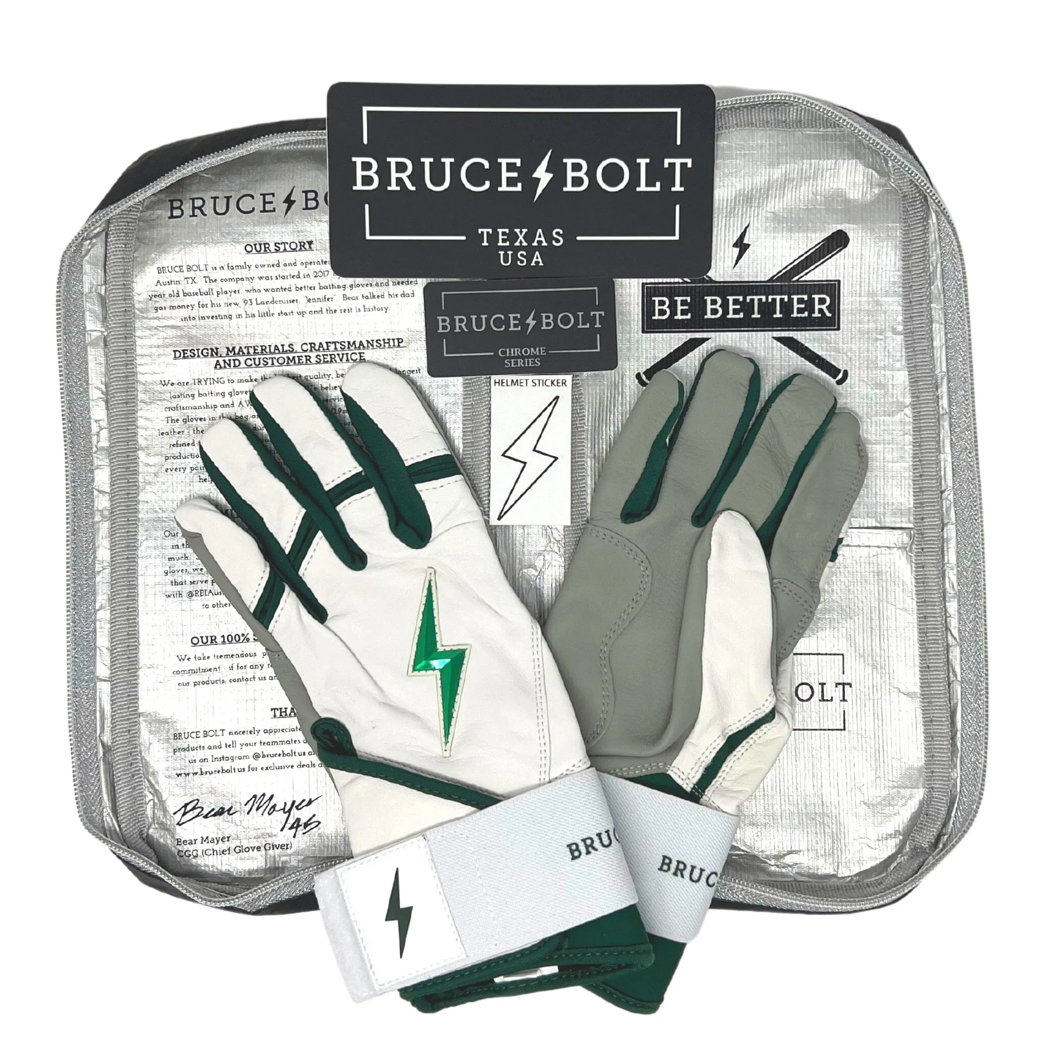 PREMIUM PRO CHROME Series Long Cuff Batting Gloves | GREEN