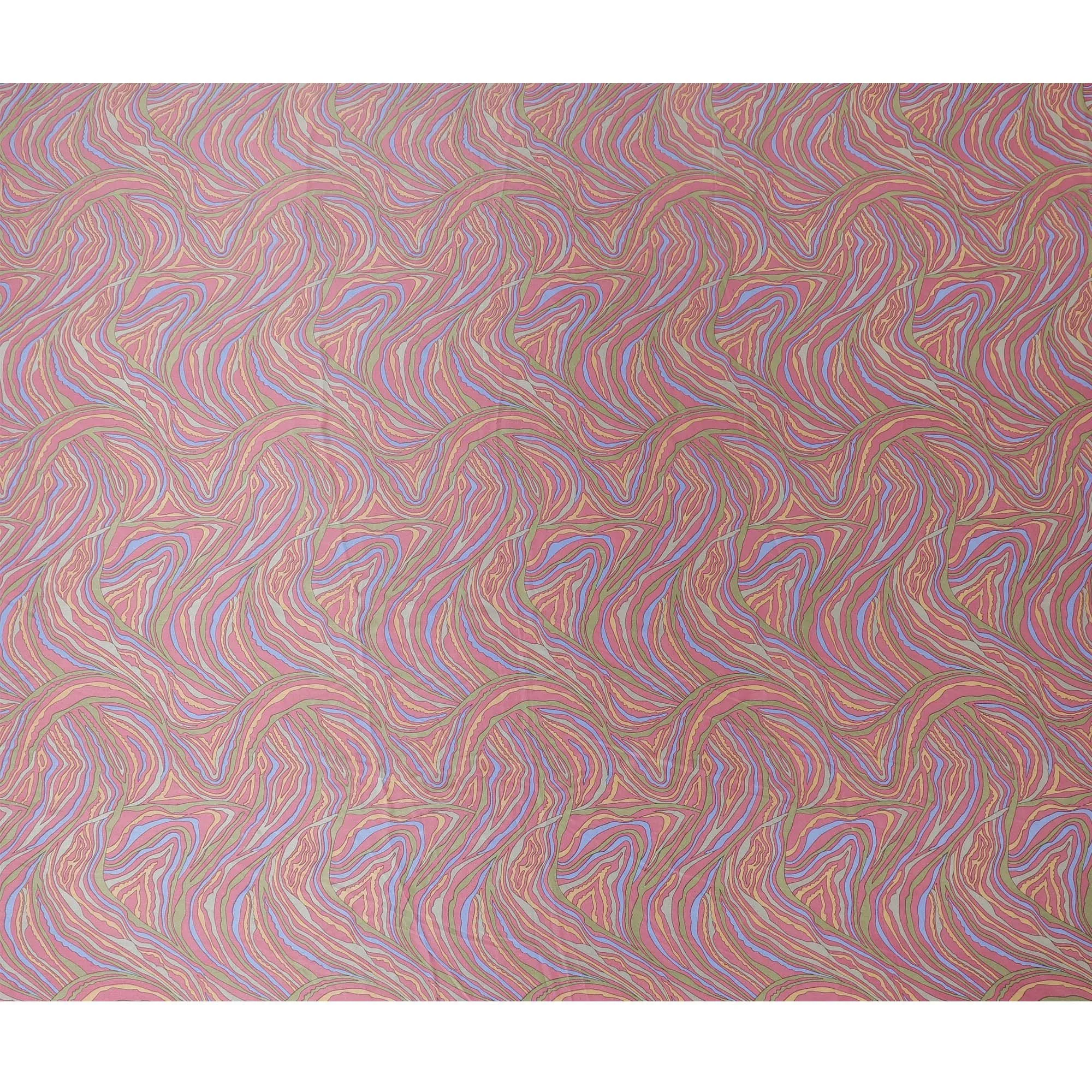 Psychedelic Wave Silk Satin Fabric - Vibrant Swirl Patterns, 110cm Width, Crafted in India-D17704