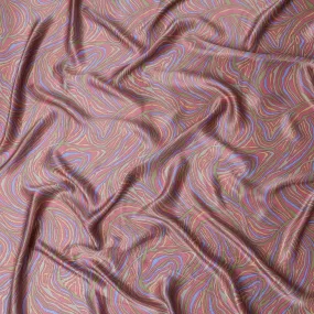 Psychedelic Wave Silk Satin Fabric - Vibrant Swirl Patterns, 110cm Width, Crafted in India-D17704