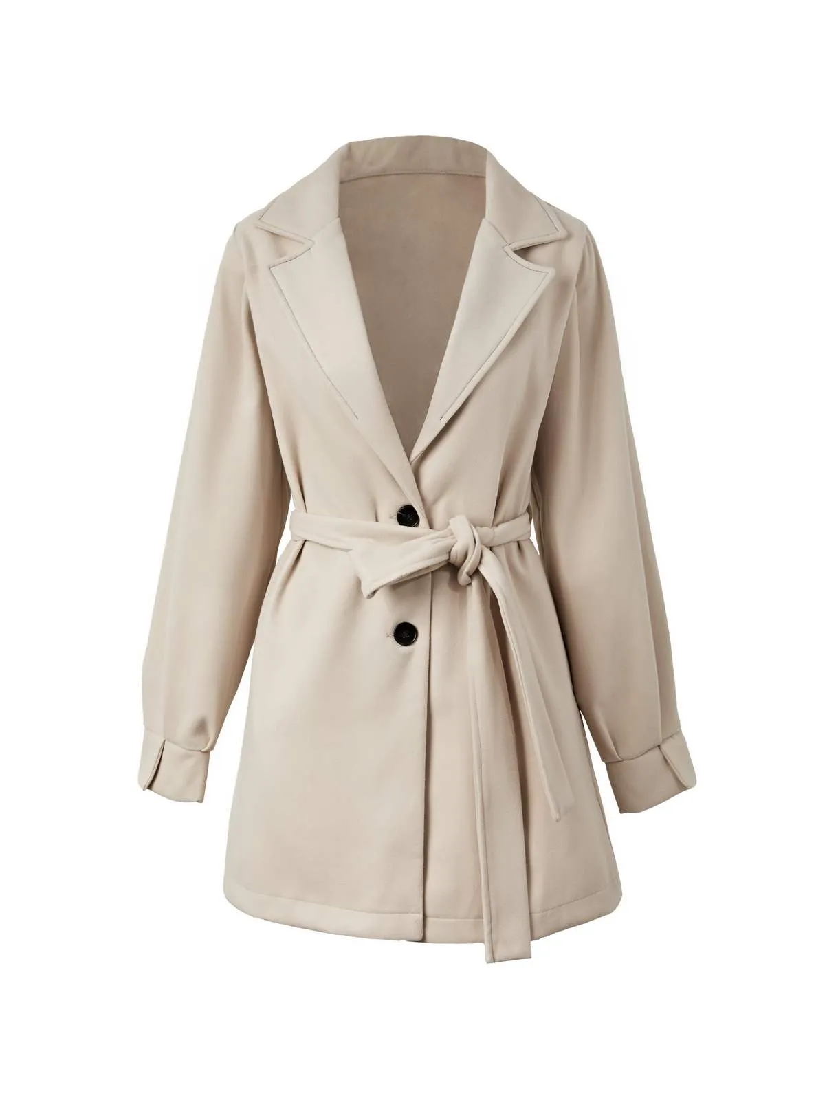 Puff Sleeve Belted Woolen Coat