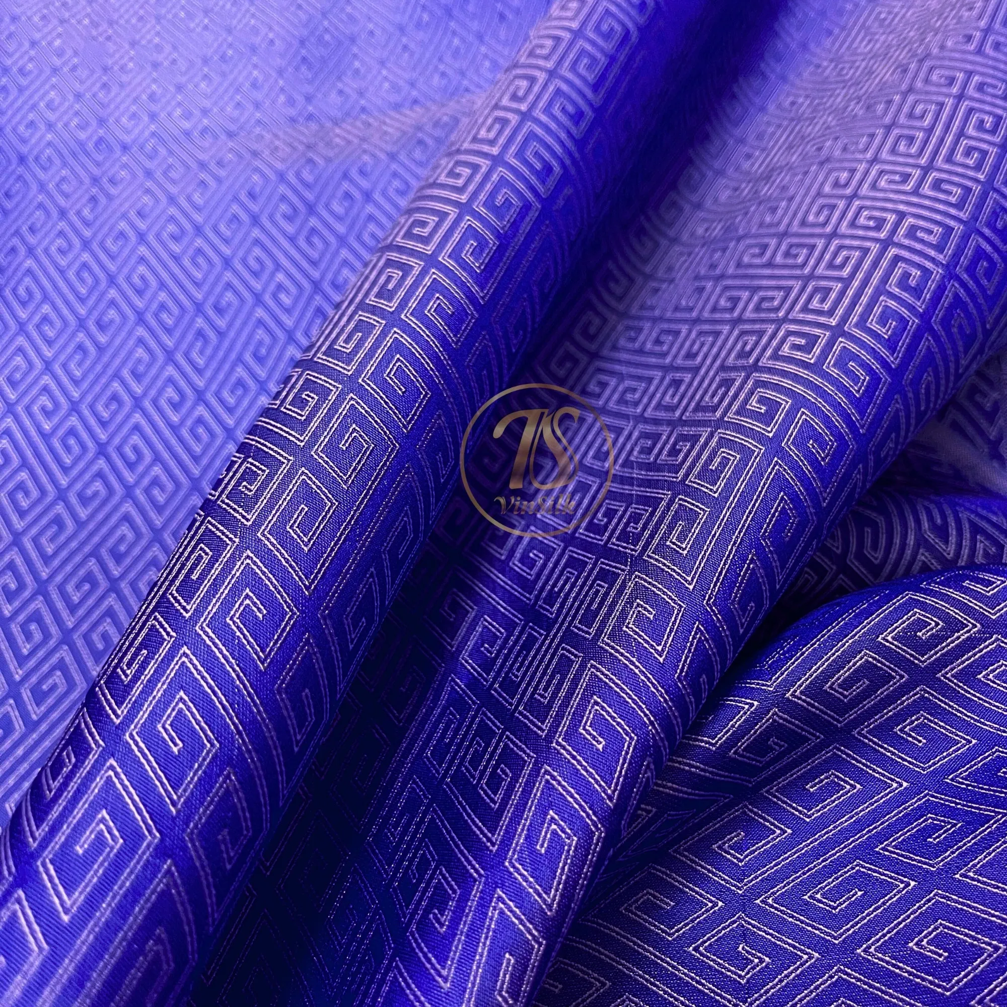 PURE MULBERRY SILK fabric by the yard - Blue pattern silk - Handmade fabric – Sewing clothes – Silk for sewing - Gift for men