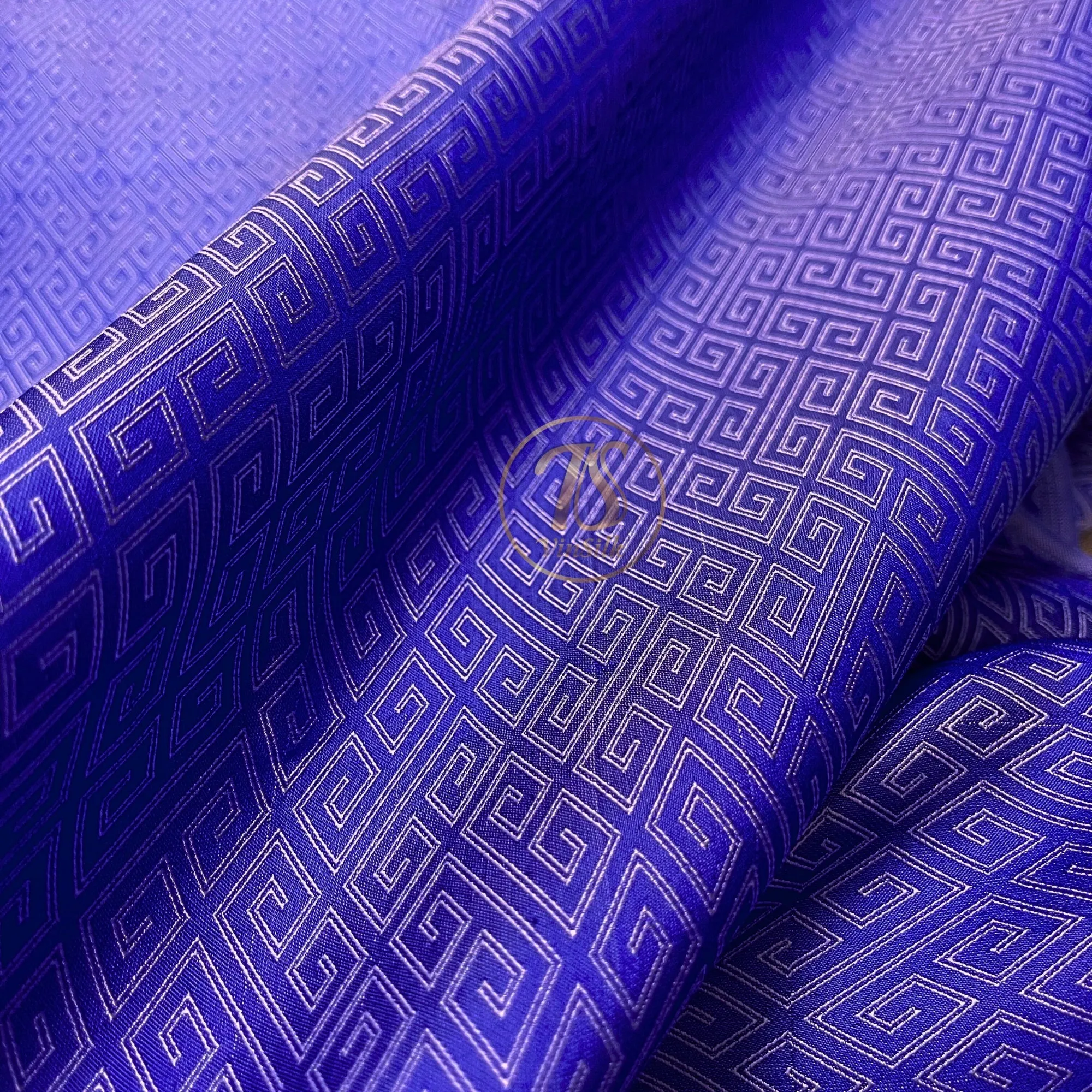 PURE MULBERRY SILK fabric by the yard - Blue pattern silk - Handmade fabric – Sewing clothes – Silk for sewing - Gift for men