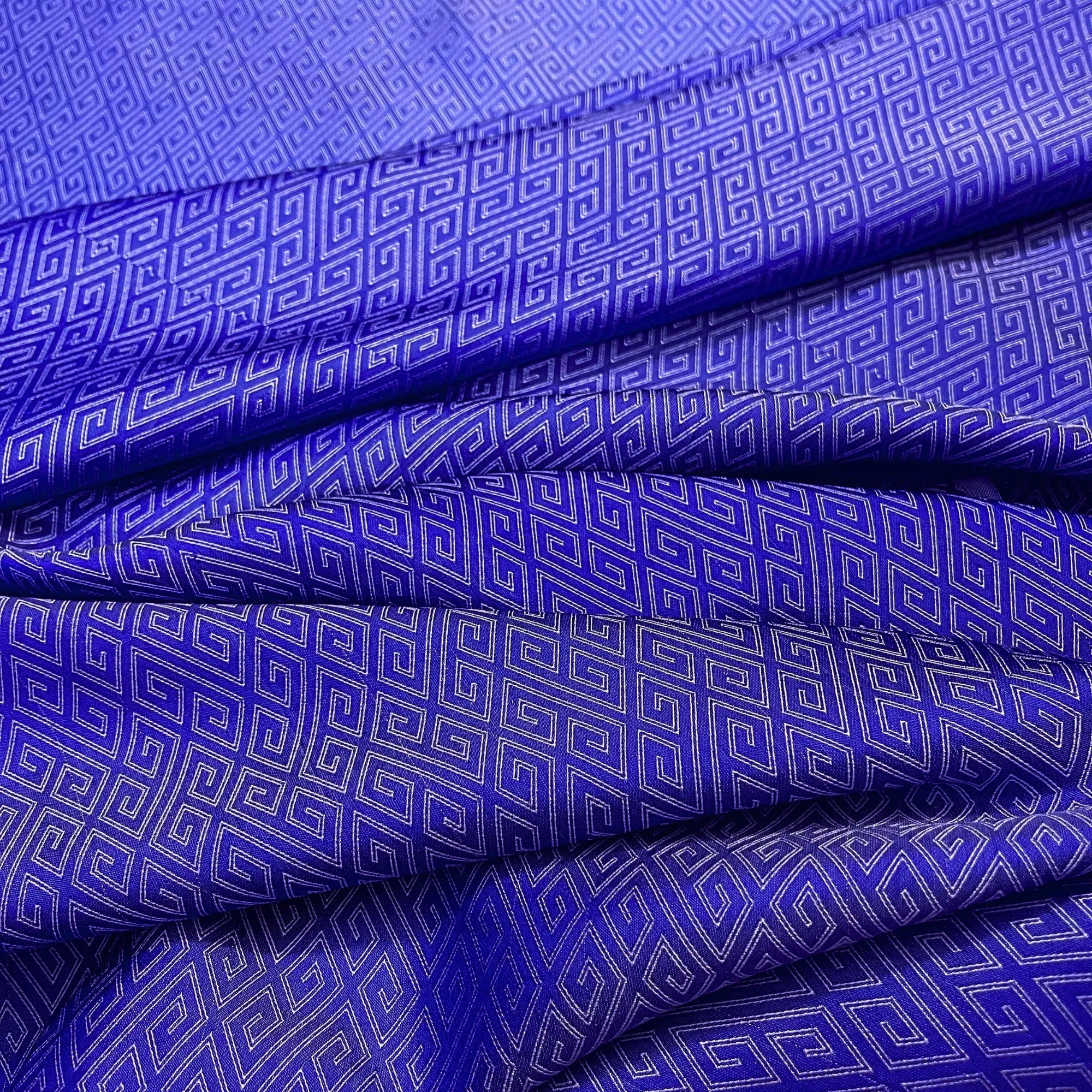 PURE MULBERRY SILK fabric by the yard - Blue pattern silk - Handmade fabric – Sewing clothes – Silk for sewing - Gift for men