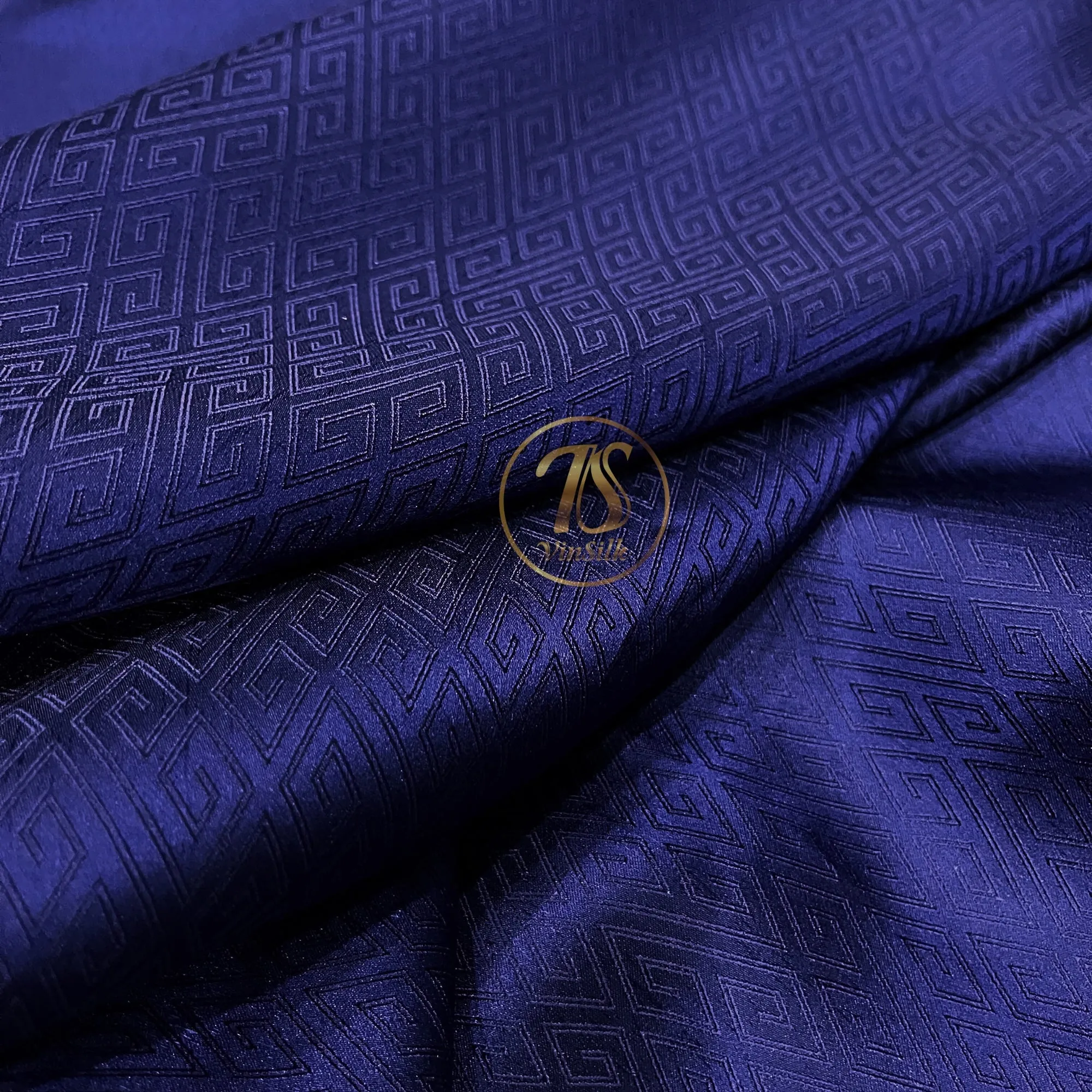 PURE MULBERRY SILK fabric by the yard - Dark blue pattern silk - Handmade fabric – Silk apparel fabric – Silk for sewing - Gift for men