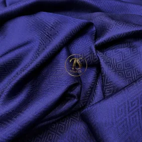 PURE MULBERRY SILK fabric by the yard - Dark blue pattern silk - Handmade fabric – Silk apparel fabric – Silk for sewing - Gift for men