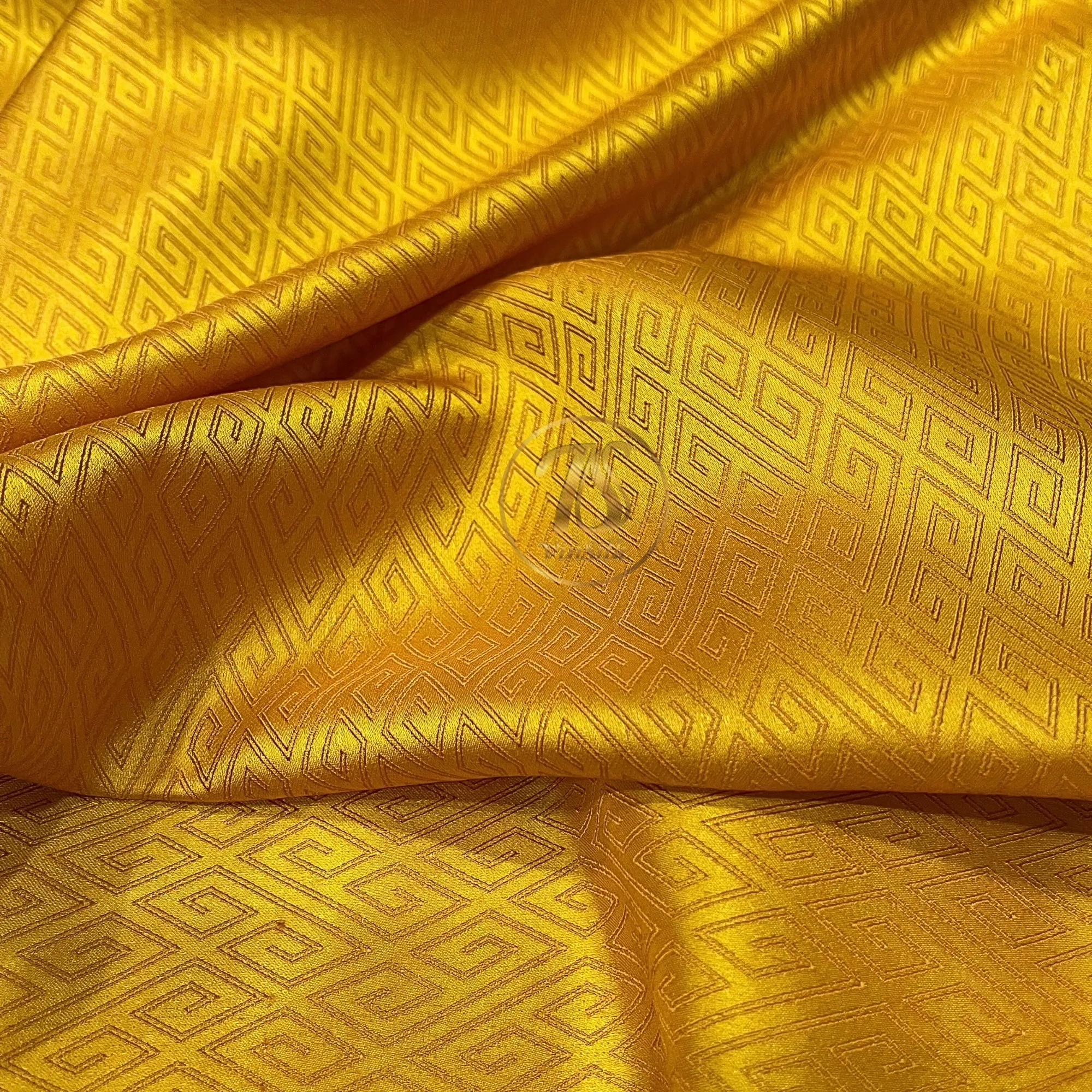 PURE MULBERRY SILK fabric by the yard - Yellow pattern silk - Handmade fabric – Sewing clothes – Silk for sewing - Gift for men