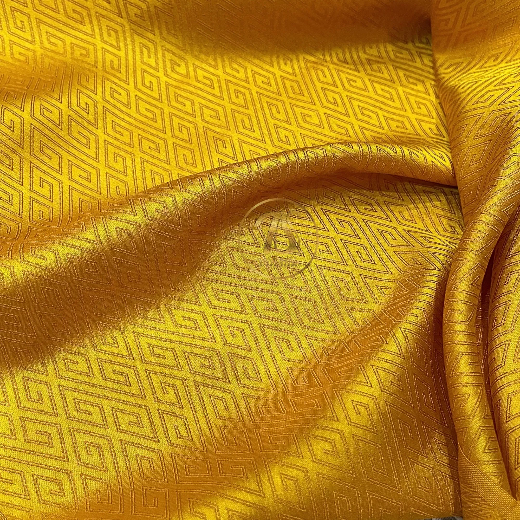 PURE MULBERRY SILK fabric by the yard - Yellow pattern silk - Handmade fabric – Sewing clothes – Silk for sewing - Gift for men