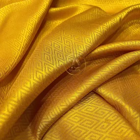 PURE MULBERRY SILK fabric by the yard - Yellow pattern silk - Handmade fabric – Sewing clothes – Silk for sewing - Gift for men