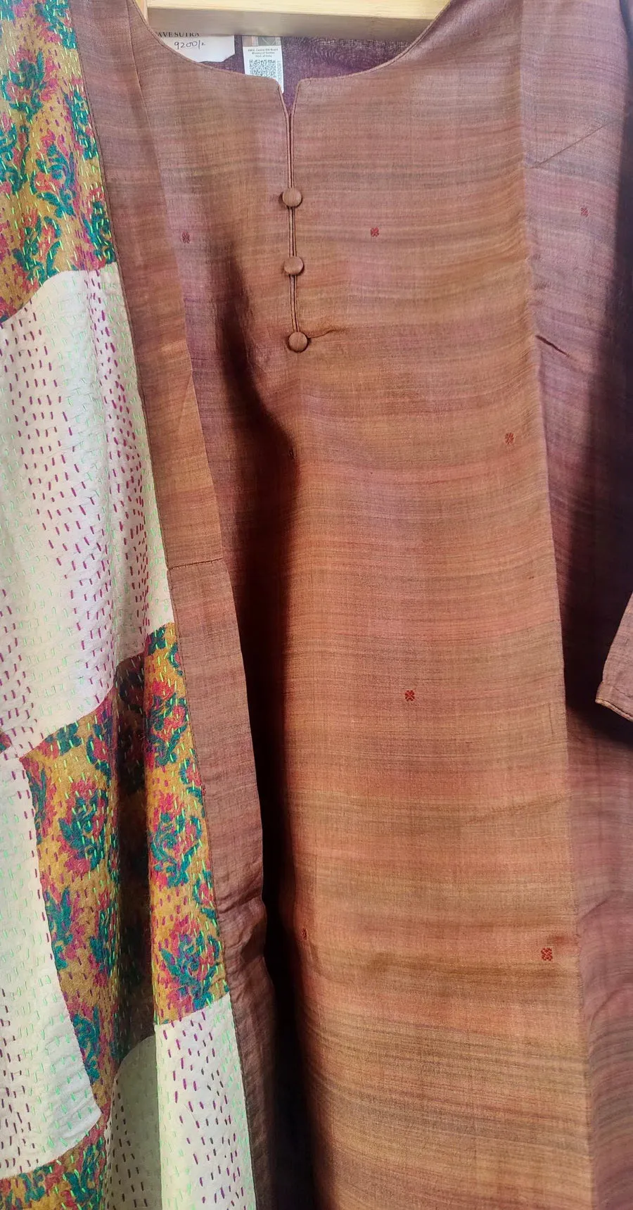 PURE SILK RUSTY BROWN SUIT FABRIC SET