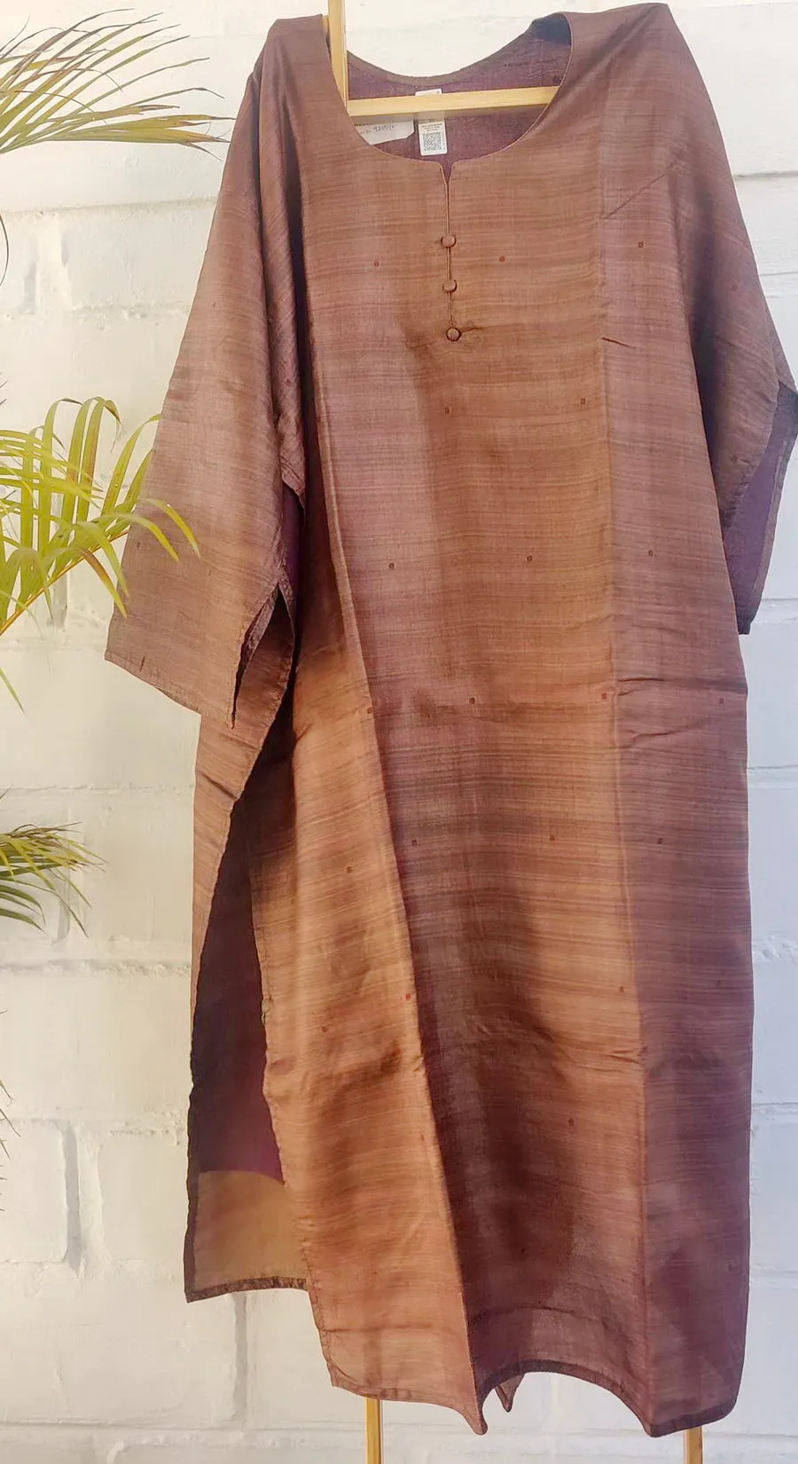 PURE SILK RUSTY BROWN SUIT FABRIC SET