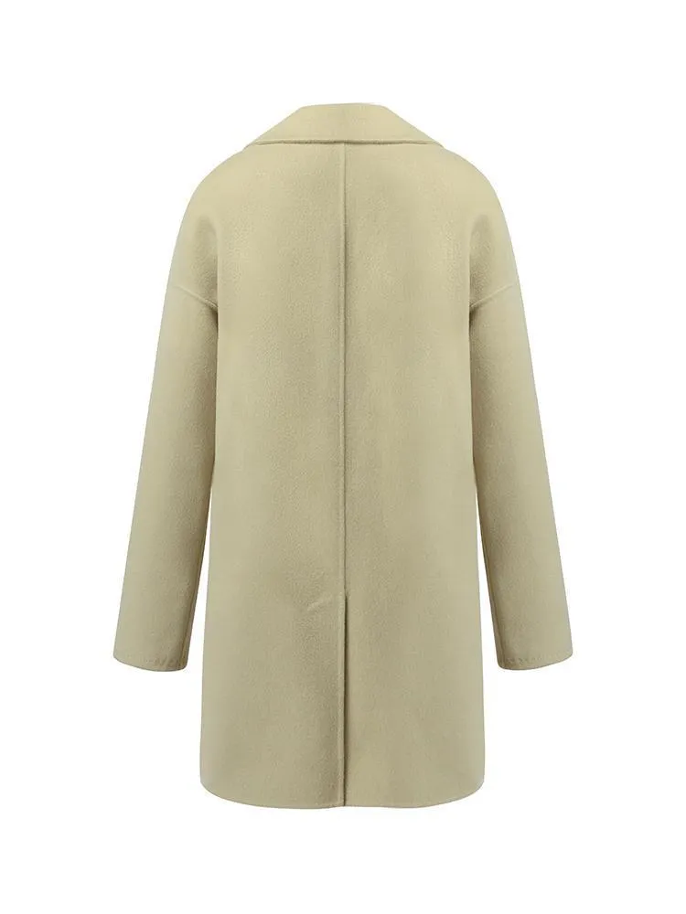 Pure Wool Mid-Length Notched Lapel Double-Faced Coat