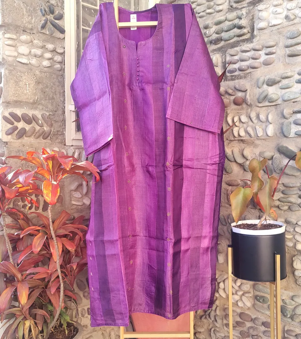 PURPLE PURE TUSSAR SILK KURTA