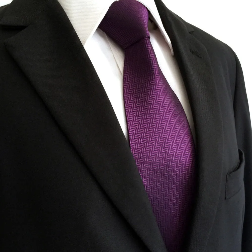 Purple Silk Necktie & Handkerchief