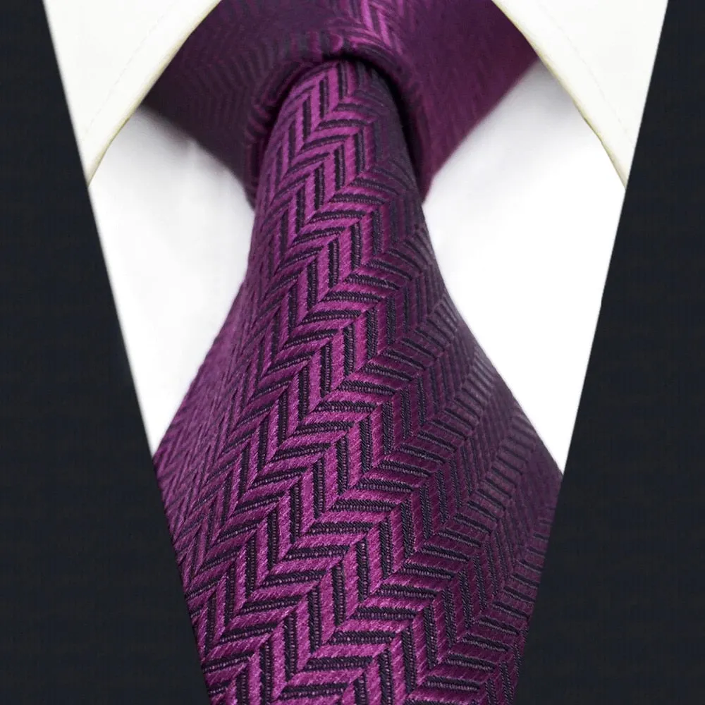 Purple Silk Necktie & Handkerchief