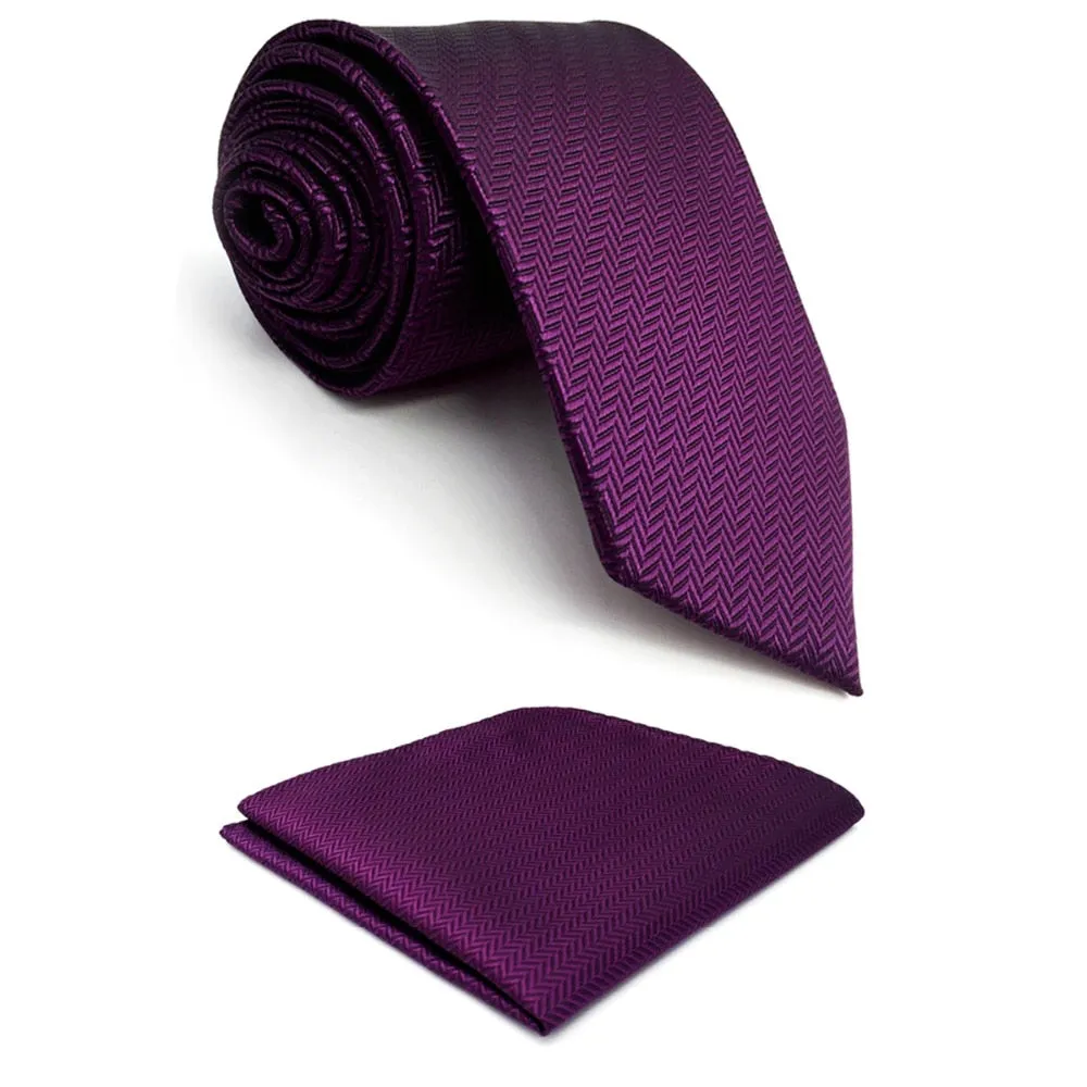 Purple Silk Necktie & Handkerchief