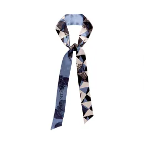 "Prism" Silk Skinny Scarf -  blue