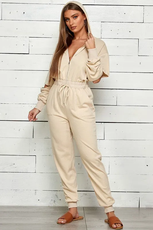 "Yaz" Jogger Jumpsuit-Taupe