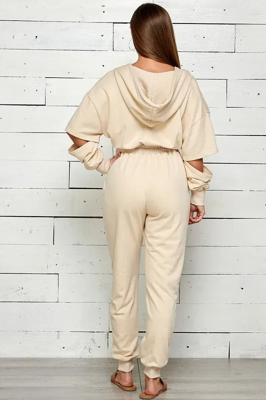 "Yaz" Jogger Jumpsuit-Taupe