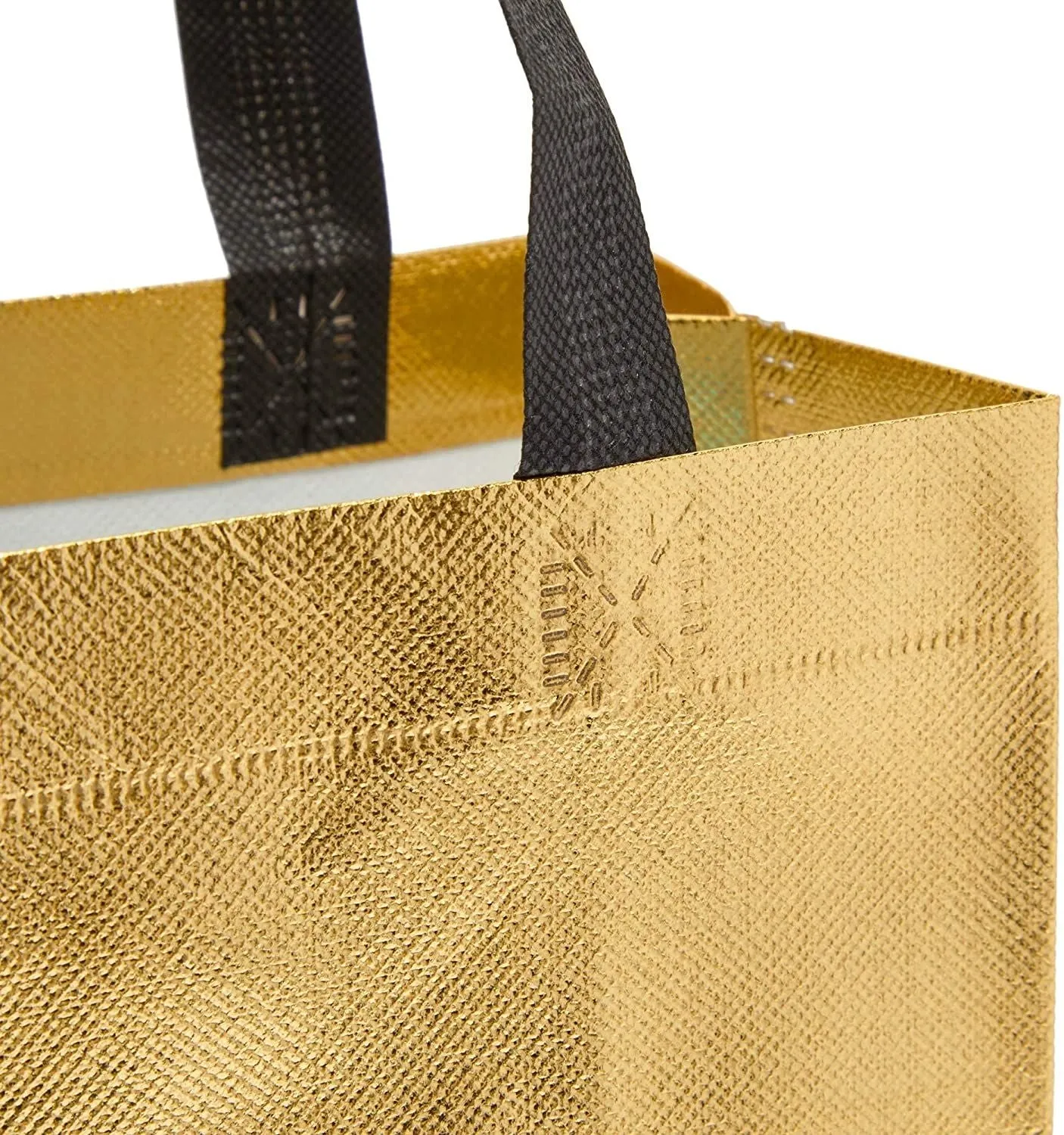 Reusable Grocery Shopping Tote Bags in 3 Metallic Colors (Medium, 12 Pack)