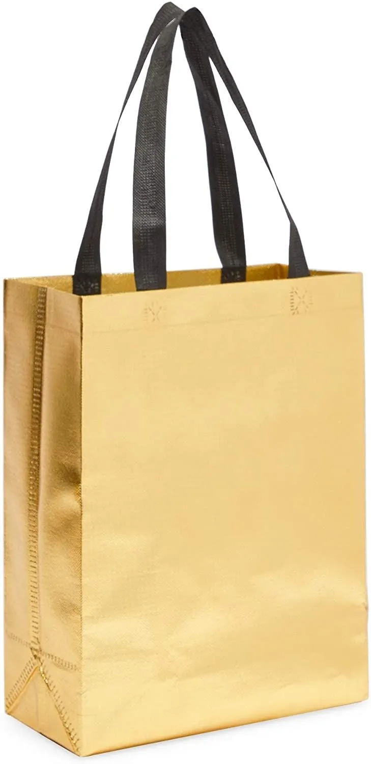 Reusable Grocery Shopping Tote Bags in 3 Metallic Colors (Medium, 12 Pack)