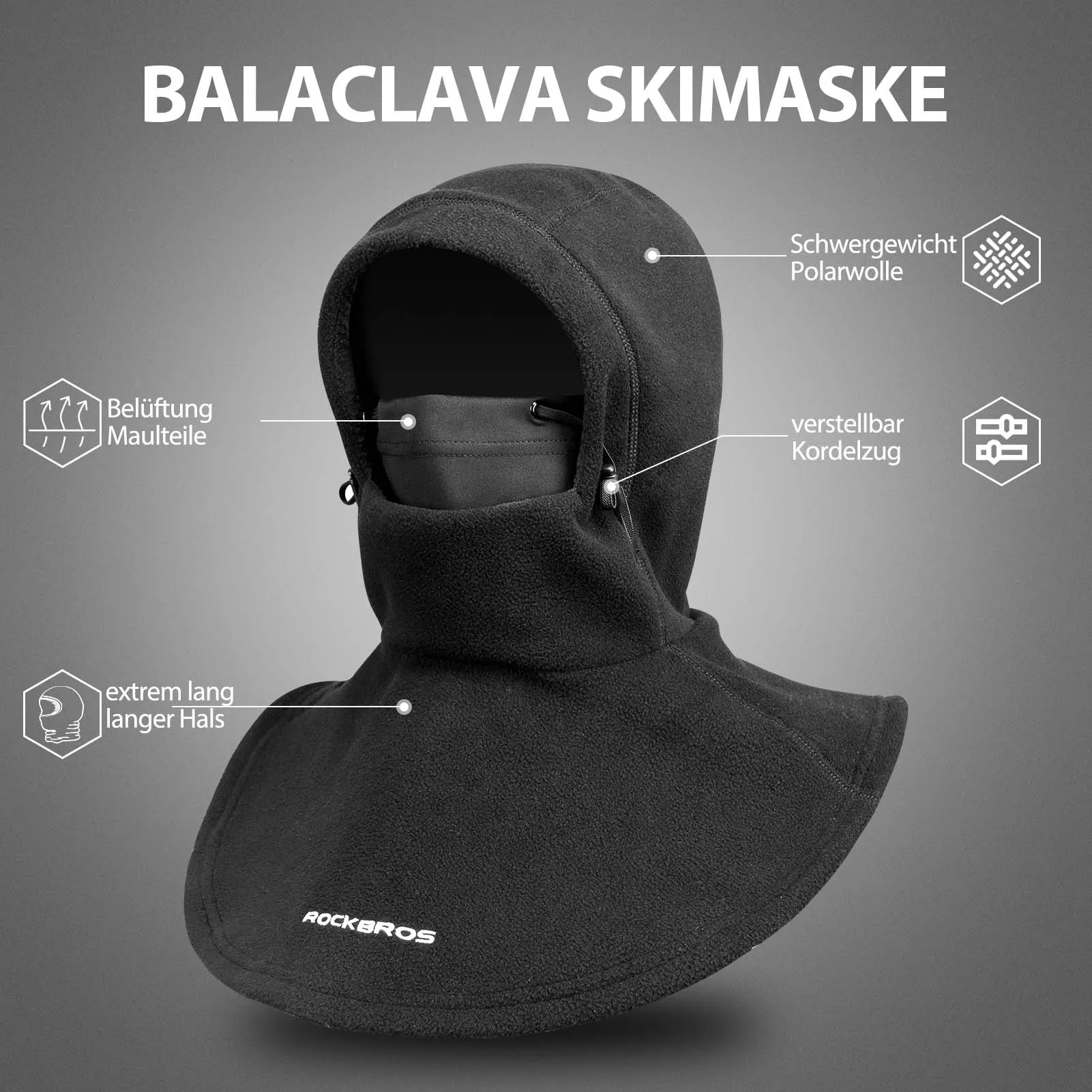 ROCKBROS Sturmhaube Winter Balaclava wärmer für Outdoor-Sportarten