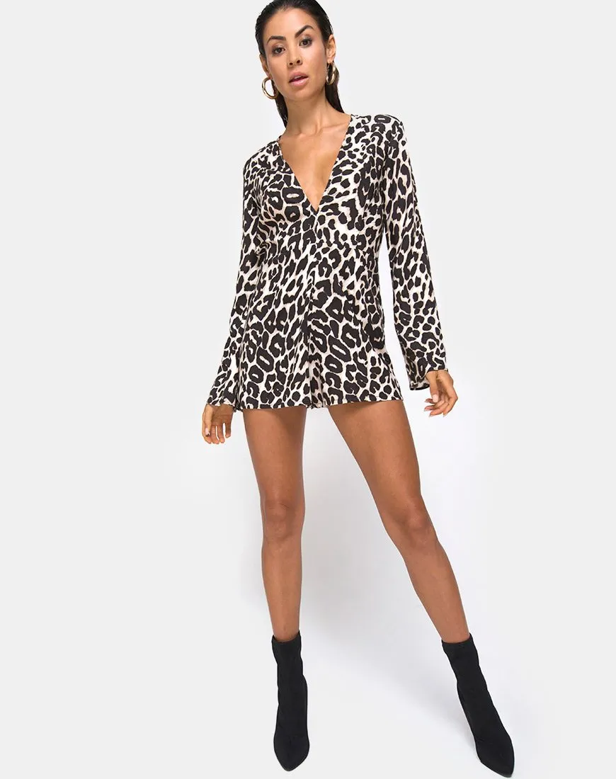 Romeo Plunge Playsuit in Oversize Jaguar