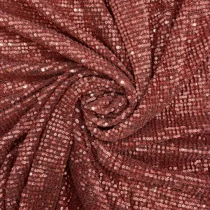 Rust Red Stripe Sequins Crushed Net Imported Fabric