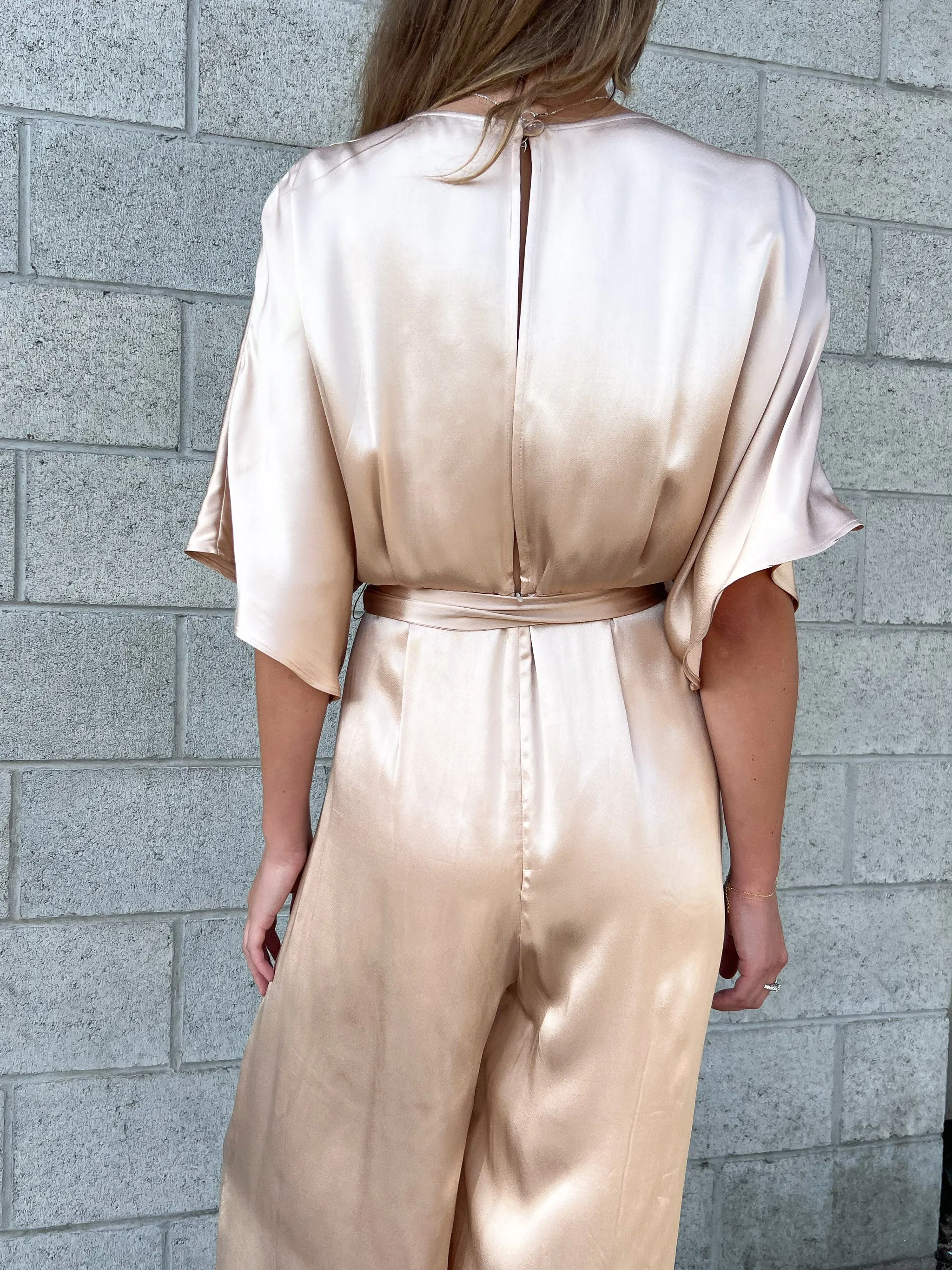 Sabrina Jumpsuit in Satin - Champagne *Final Sale*