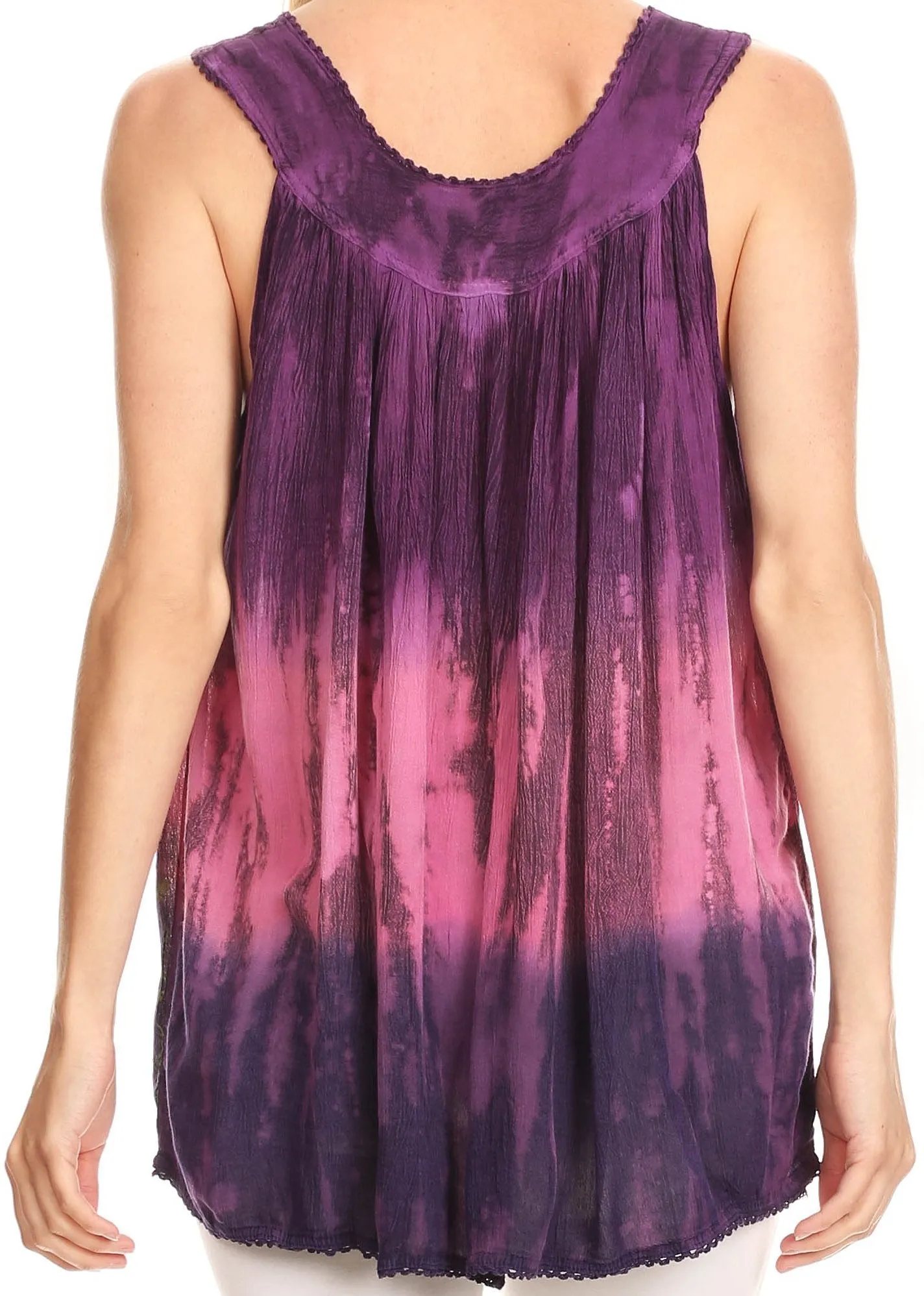 Sakkas Freya Dip Dyed Tie Dye Tank with Sequins and Embroidery