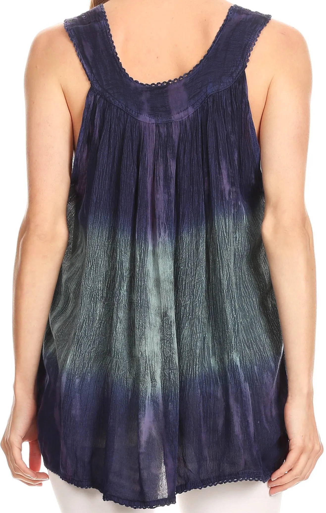 Sakkas Freya Dip Dyed Tie Dye Tank with Sequins and Embroidery