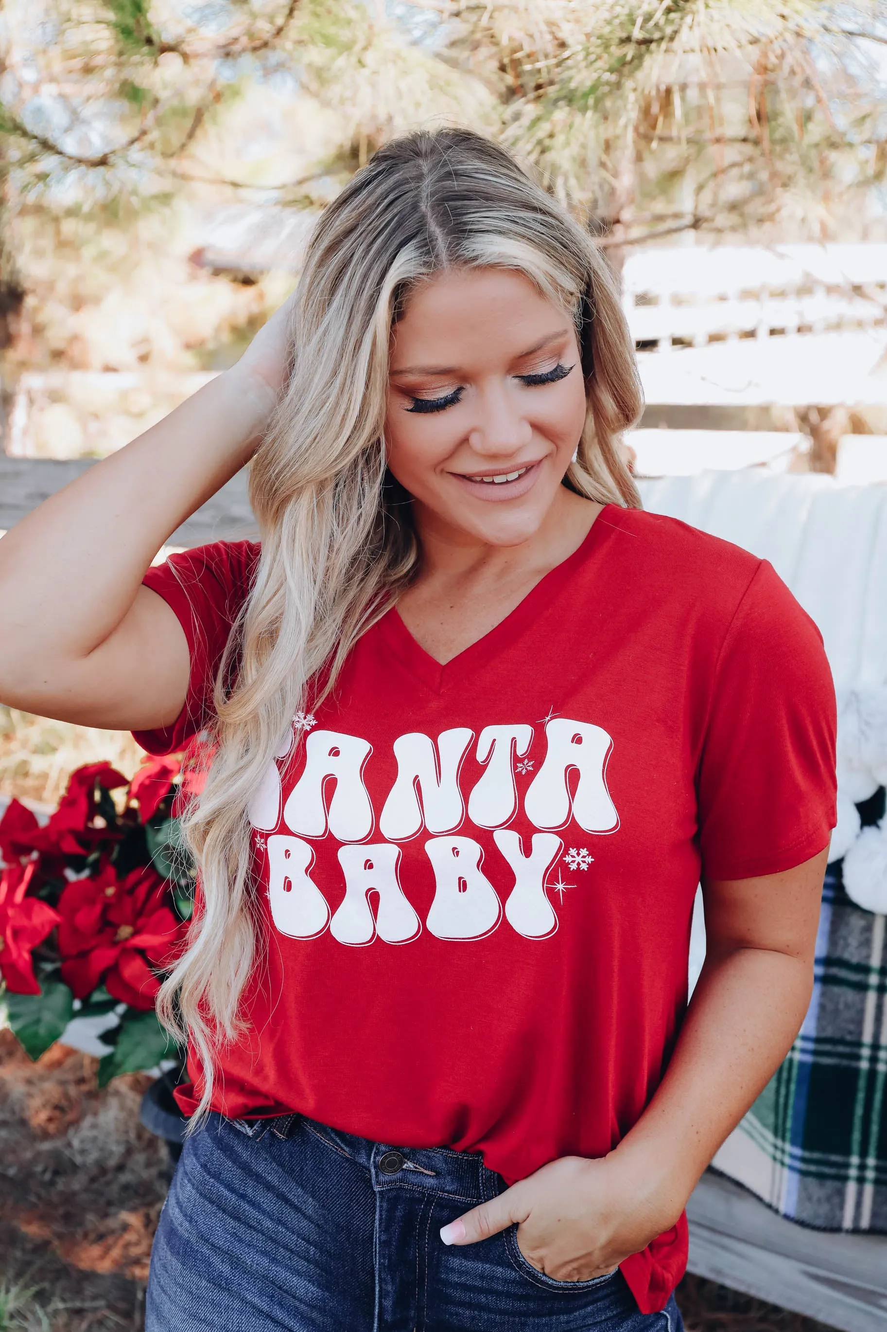 Santa Baby Graphic Tee - Red