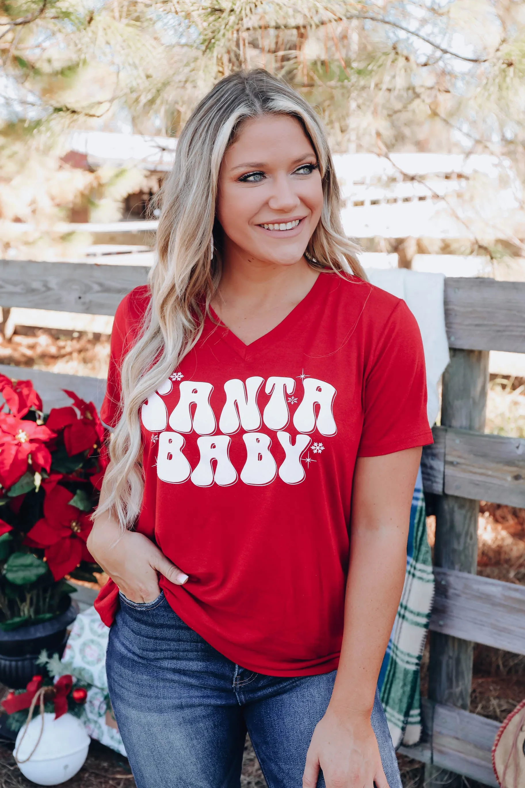 Santa Baby Graphic Tee - Red