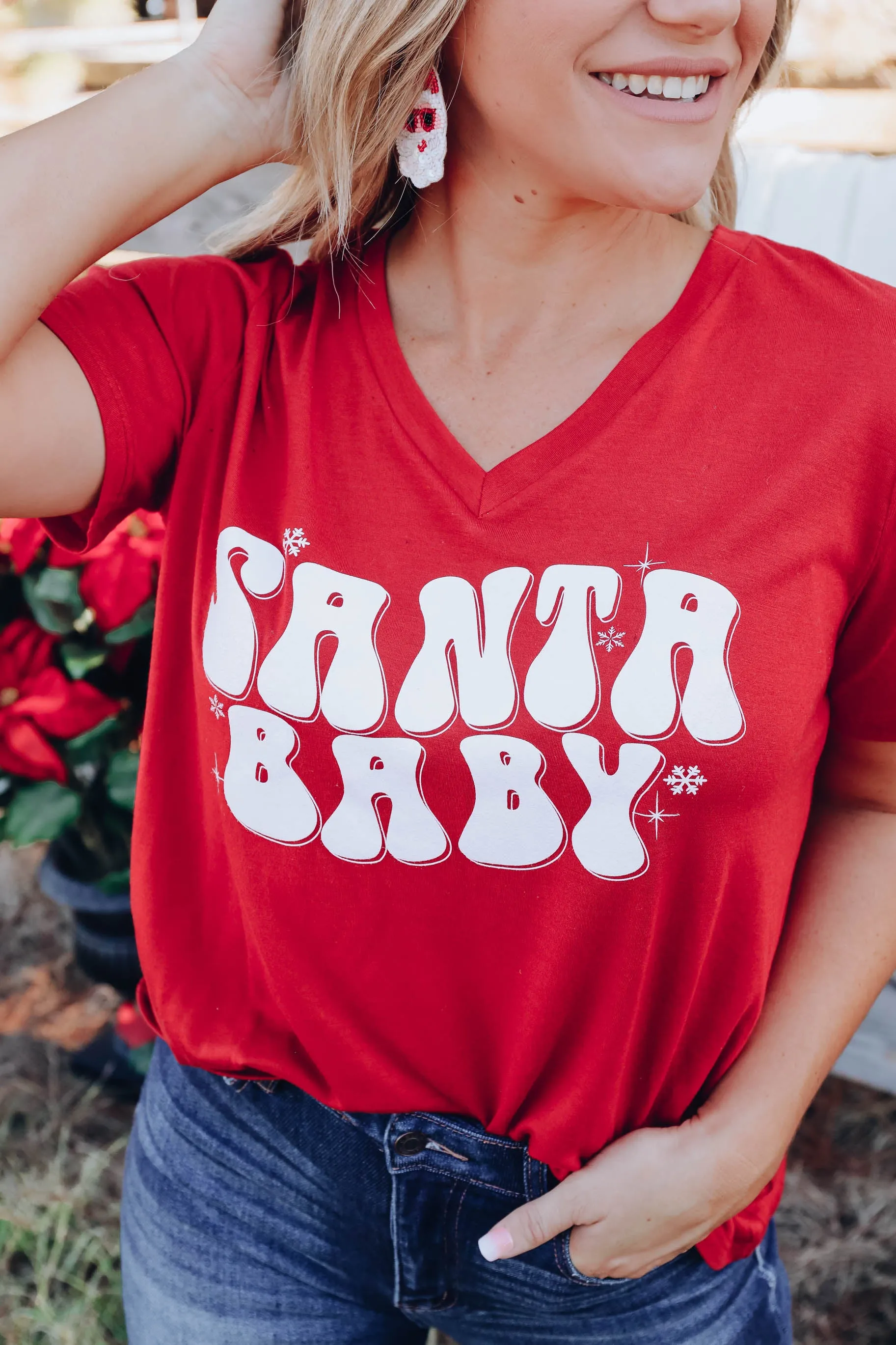 Santa Baby Graphic Tee - Red