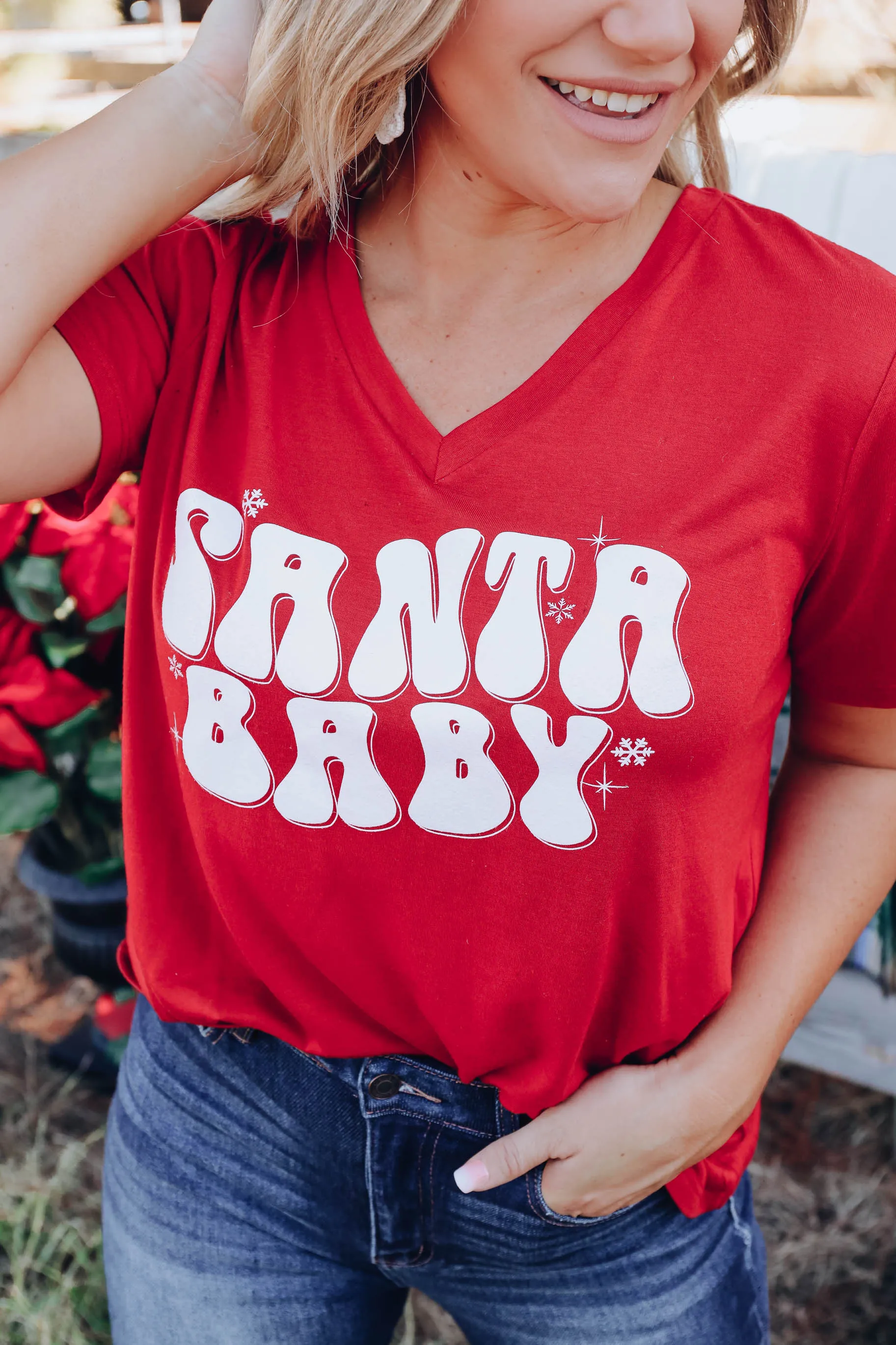 Santa Baby Graphic Tee - Red